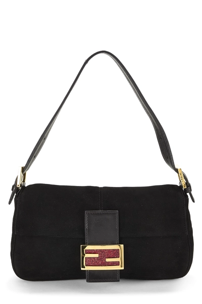 Black Suede Baguette