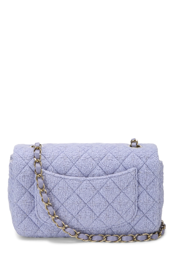 Purple Quilted Tweed Rectangular Flap Mini, , large image number 3