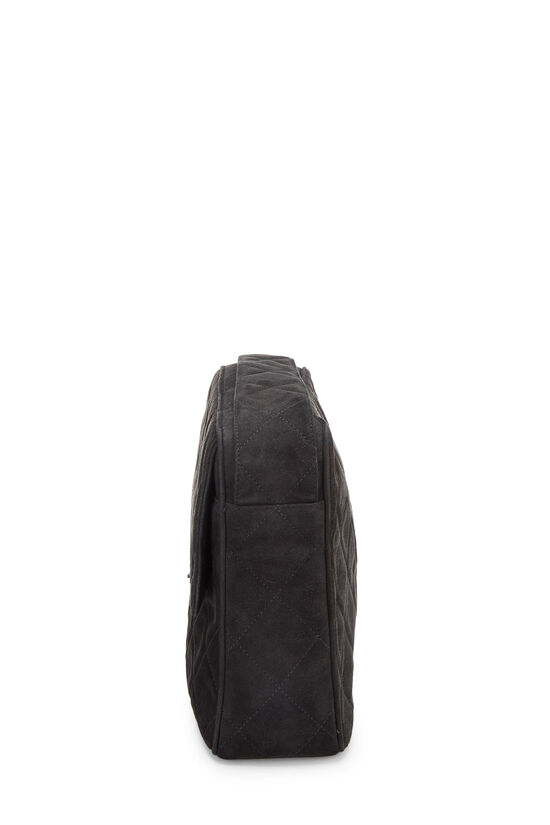 Black Quilted Suede Pocket Camera Bag Large