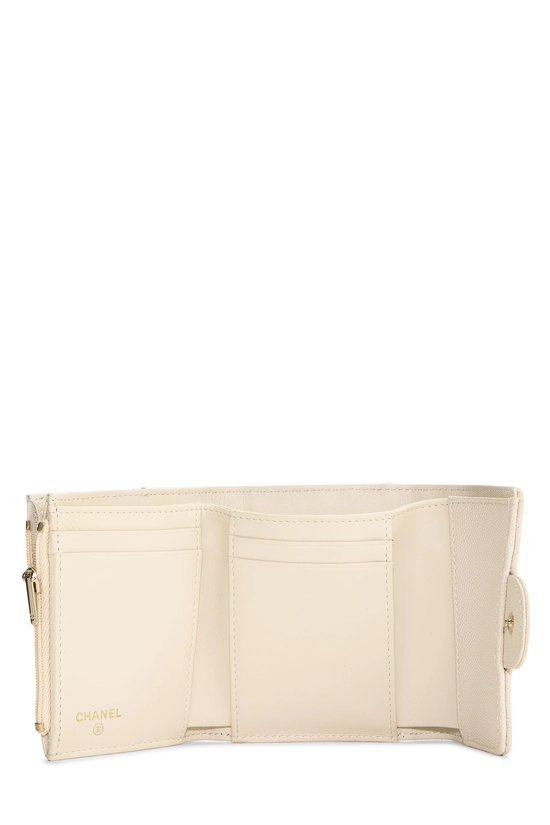 Cream Caviar Classic Flap Compact Wallet, , large image number 3