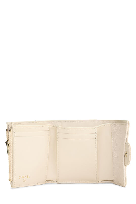 Cream Caviar Classic Flap Compact Wallet, , large image number 3
