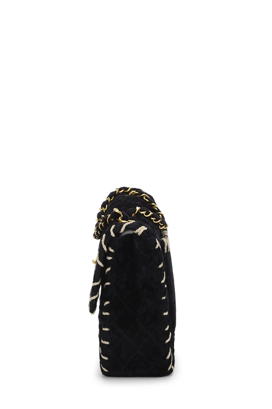 Black Crushed Velvet Whipstitch Half Flap Jumbo, , large image number 2
