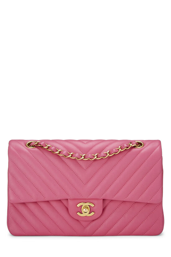 Chanel Iridescent Rose Gold Chevron Mini Flap Handbag