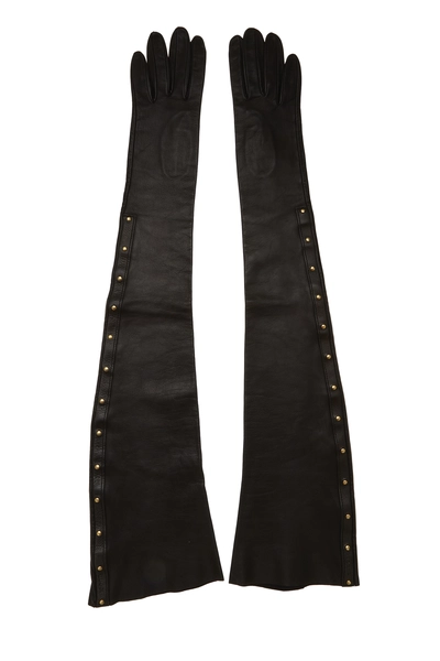 Black Leather Studded Gloves
