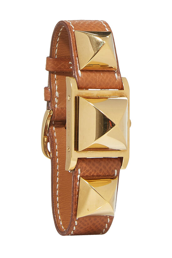 Brown Courchevel & Gold Medor Watch, , large image number 0