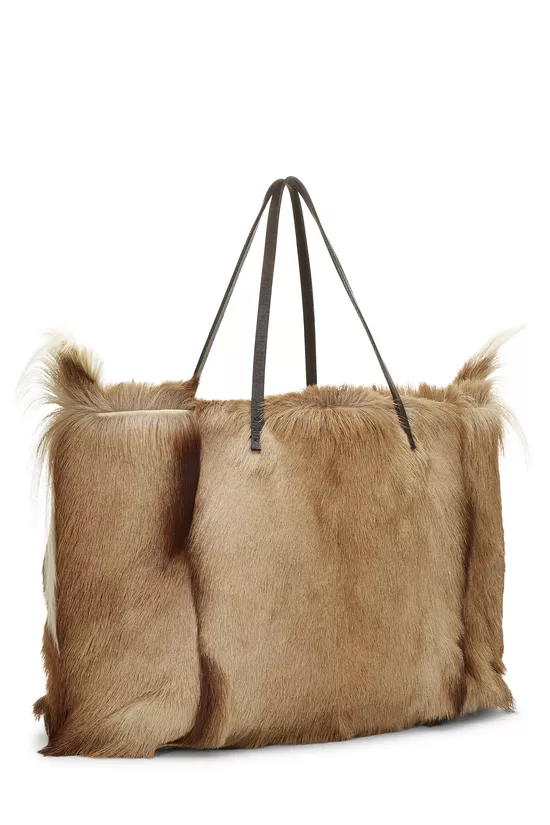 Brown Fur Tote Bag, , large image number 1