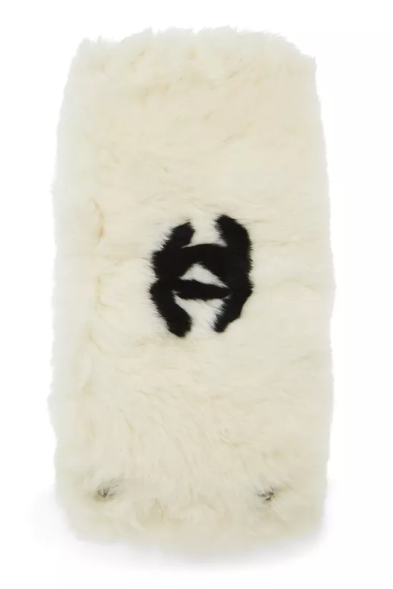 White 'CC' Fur Arm Warmer, , large image number 2