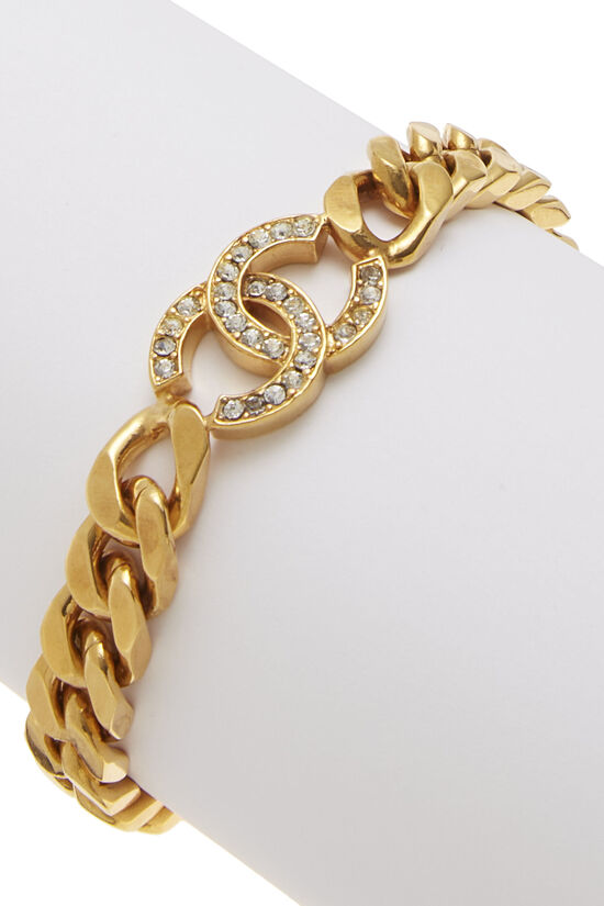 Gold Crystal 'CC' Bracelet, , large image number 0