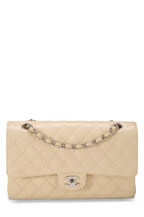 Beige Quilted Caviar Classic Double Flap Medium, , large image number 0