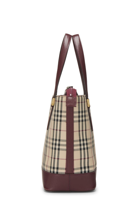 Burgundy House Check Jacquard Handbag Small, , large image number 2