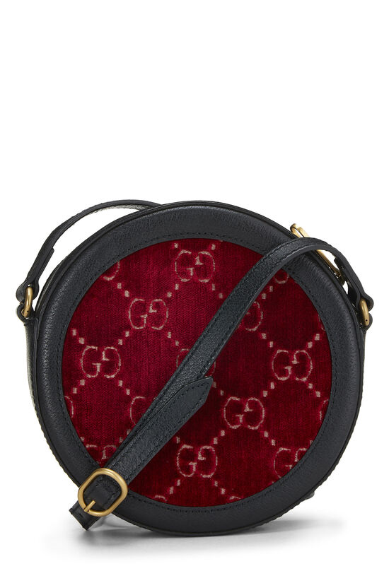 Burgundy Velvet GG Marmont Round Shoulder Bag Mini, , large image number 3