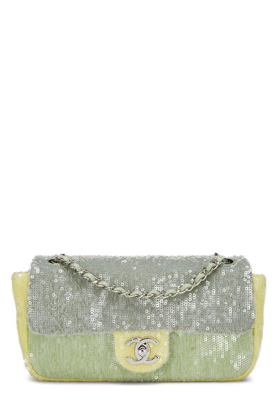 Green Sequin Waterfall Flap Bag Small