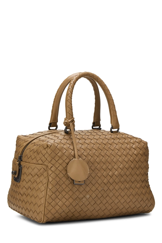 Brown Intrecciato Leather Boston, , large image number 1