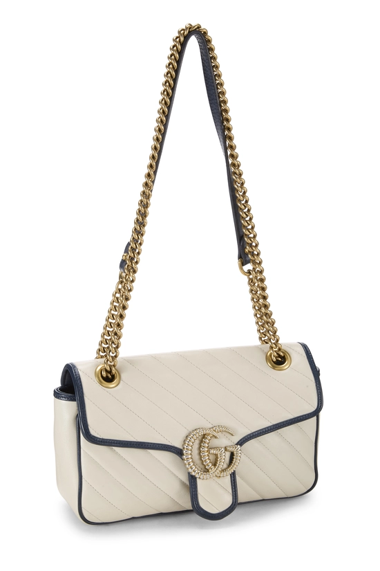 White Leather Torchon GG Marmont Shoulder Bag Small, , large image number 1