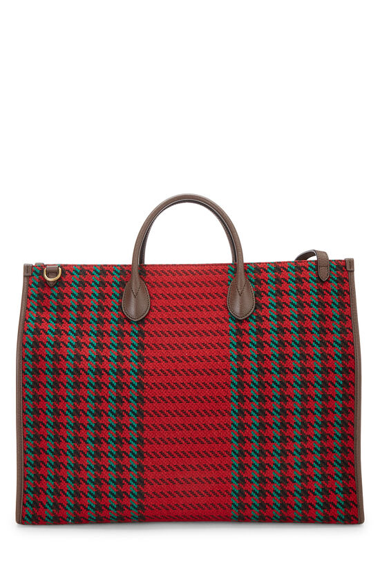 Red & Green Houndstooth GG Wool Tote , , large image number 5