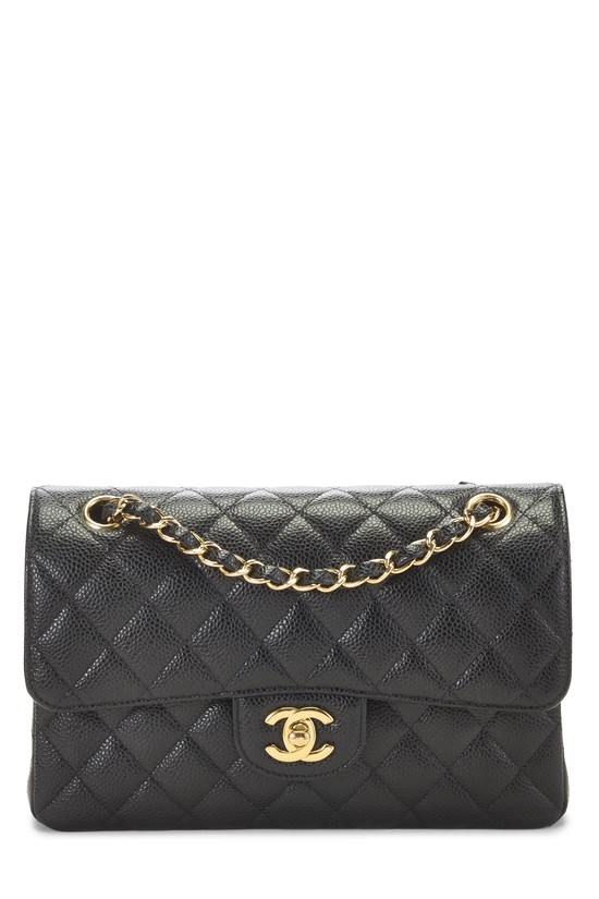 Black Quilted Caviar Classic Double Flap Small, , large image number 0