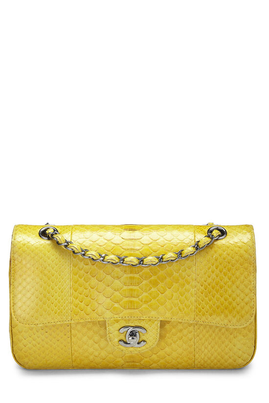 Chanel Yellow Python Classic Double Flap Medium Q6B0102FY0000