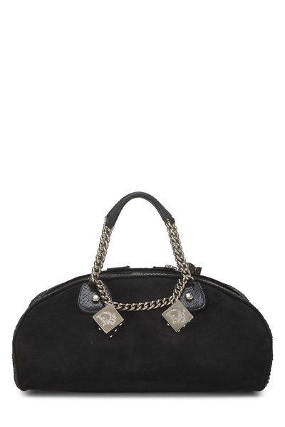 Christian Dior Black Suede Gambler Bowler Bag