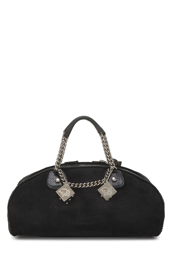Black Suede Gambler Bowler Bag, , large image number 0