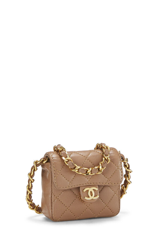Chanel White Quilted Lambskin Half Flap Micro