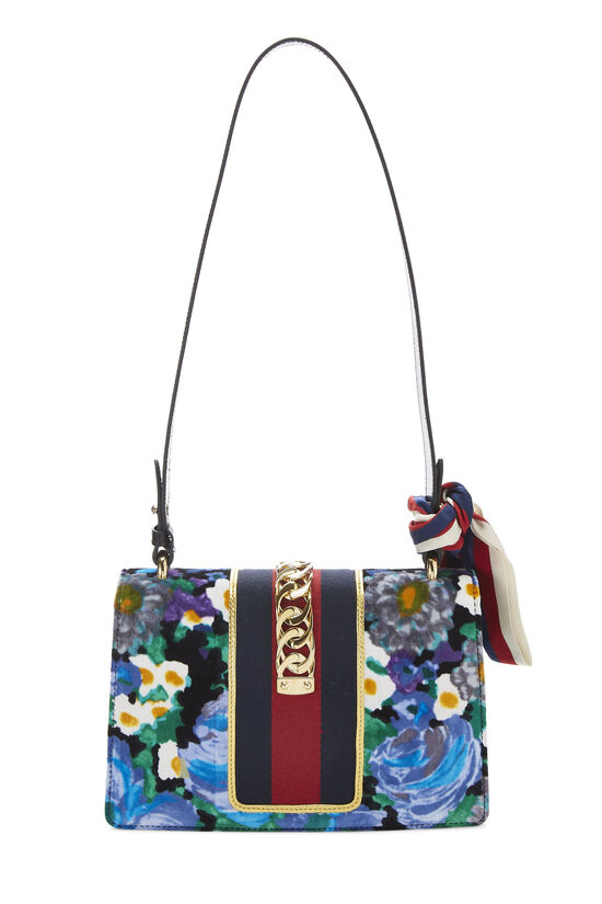 Blue & Multicolor Velvet Sylvie Shoulder Bag, , large image number 3