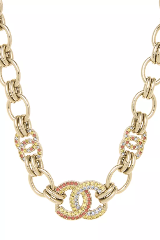 Gold & Crystal 'CC' Choker, , large image number 1