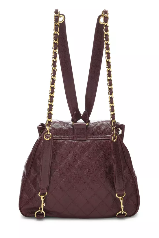 Burgundy Quilted Caviar Backpack Large, , large image number 3