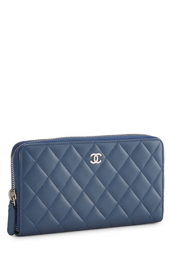 Blue Quilted Lambskin Classic Zip Wallet, , large image number 1