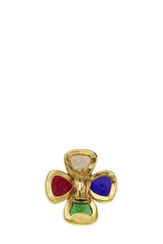 Chanel Multicolor Gripoix & Faux Pearl Clover Earrings Q6J4JM17MB000