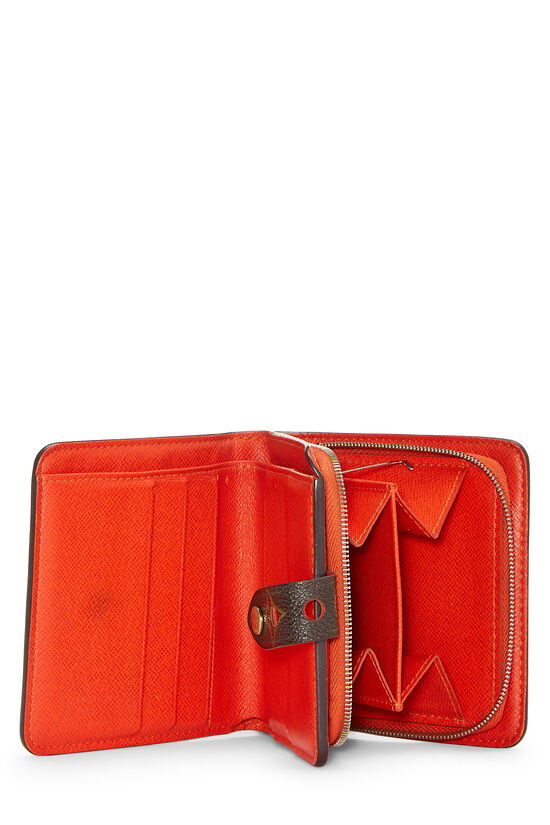 Orange Monogram Perforated Zippy Compact Wallet, , large image number 3