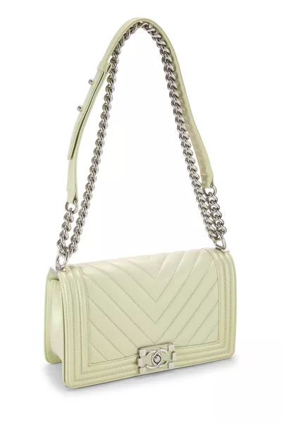 Iridescent Green Chevron Boy Bag Medium, , large