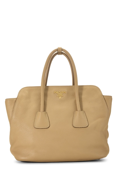 Beige Vitello Daino Convertible Top Handle Tote