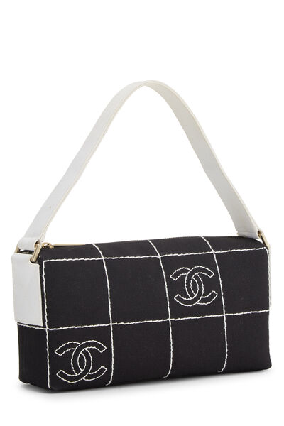 Black & White Canvas Chocolate Bar Wild Stitch Shoulder Bag, , large