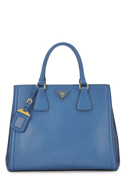 Blue Bi-Color Saffiano Handbag Small