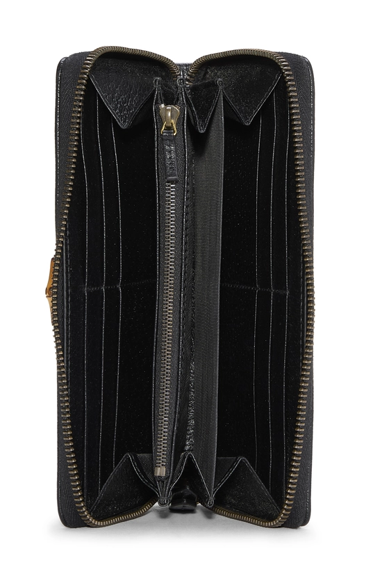 Black Leather Bamboo Zip Around Wallet , , large image number 3