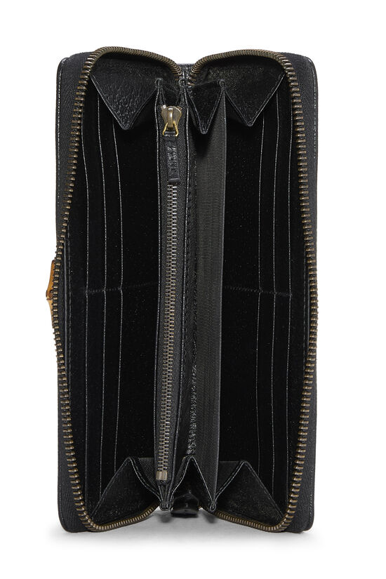 Black Leather Bamboo Zip Around Wallet , , large image number 3