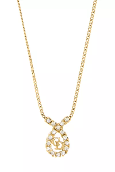 Gold Crystal 'CD' Necklace, , large