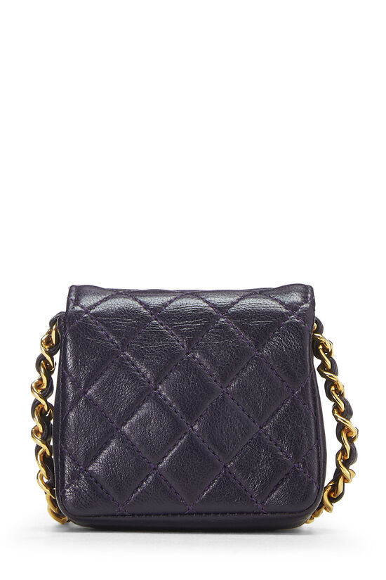 Purple Quilted Lambskin Half Flap Bag Micro, , large image number 4