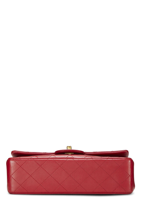 Chanel Red Quilted Lambskin Classic Double Flap Small