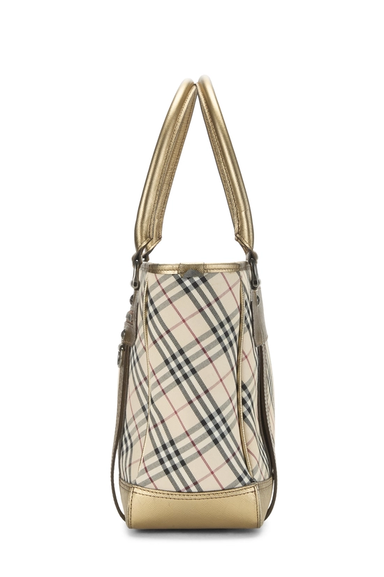 Gold Jacquard House Check Zip Tote Medium, , large image number 2