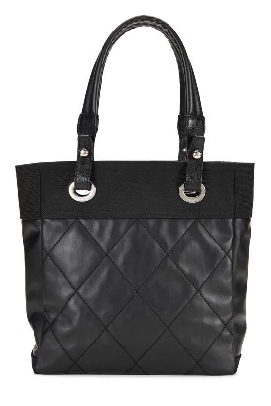 Black Quilted Coated Canvas Paris Biarritz Tote, , large image number 3