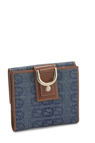 Blue GG Denim Abbey Compact Wallet, , large