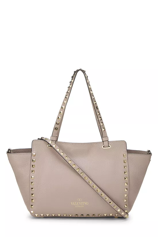Pink Leather Rockstud Tote Bag, , large image number 3