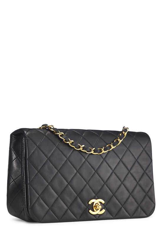 Black Quilted Lambskin Full Flap Small