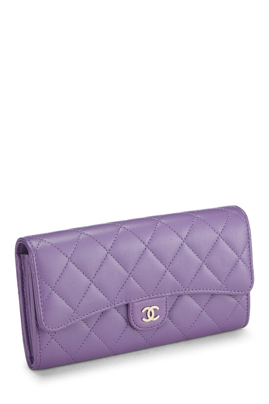 Purple Quilted Lambskin Classic Long Flap Wallet, , large image number 1