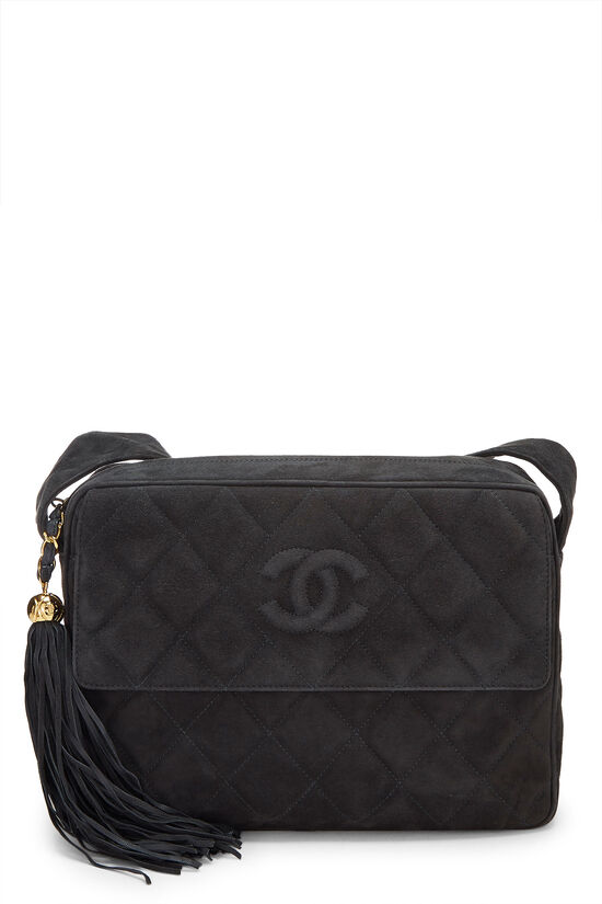 Chanel Black Quilted Suede Pocket Camera Bag Large Q6BAMQ2VK5000