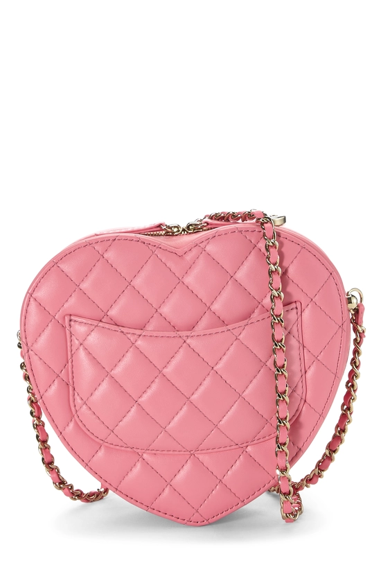 Pink Lambskin 'CC' In Love Heart Crossbody, , large image number 3