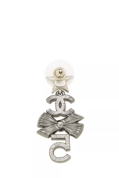 Silver Crystal 'CC' Drop Earrings, , large