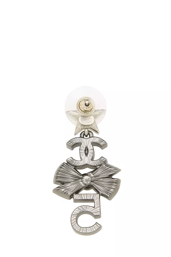 Silver Crystal 'CC' Drop Earrings, , large image number 1