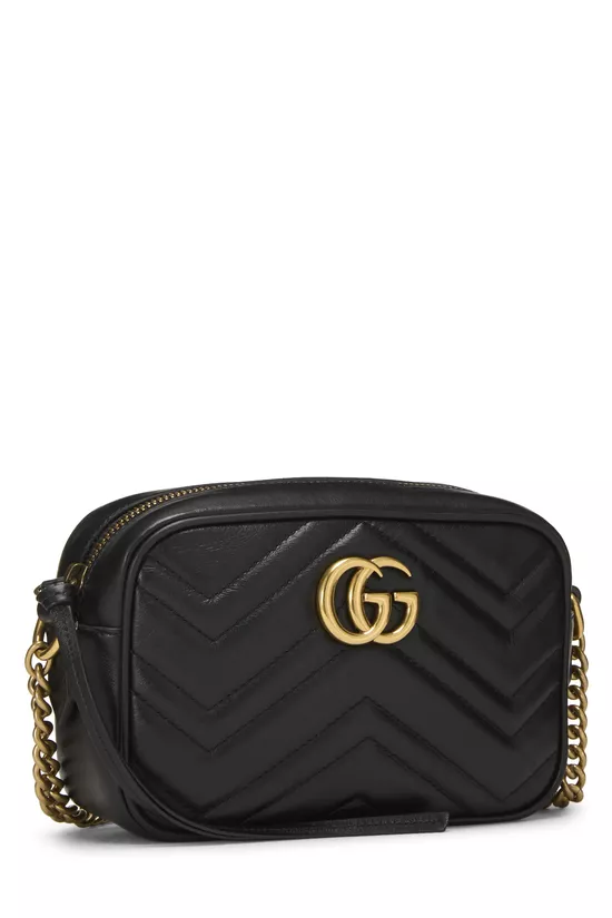 Black Leather GG Marmont Crossbody Mini, , large image number 1